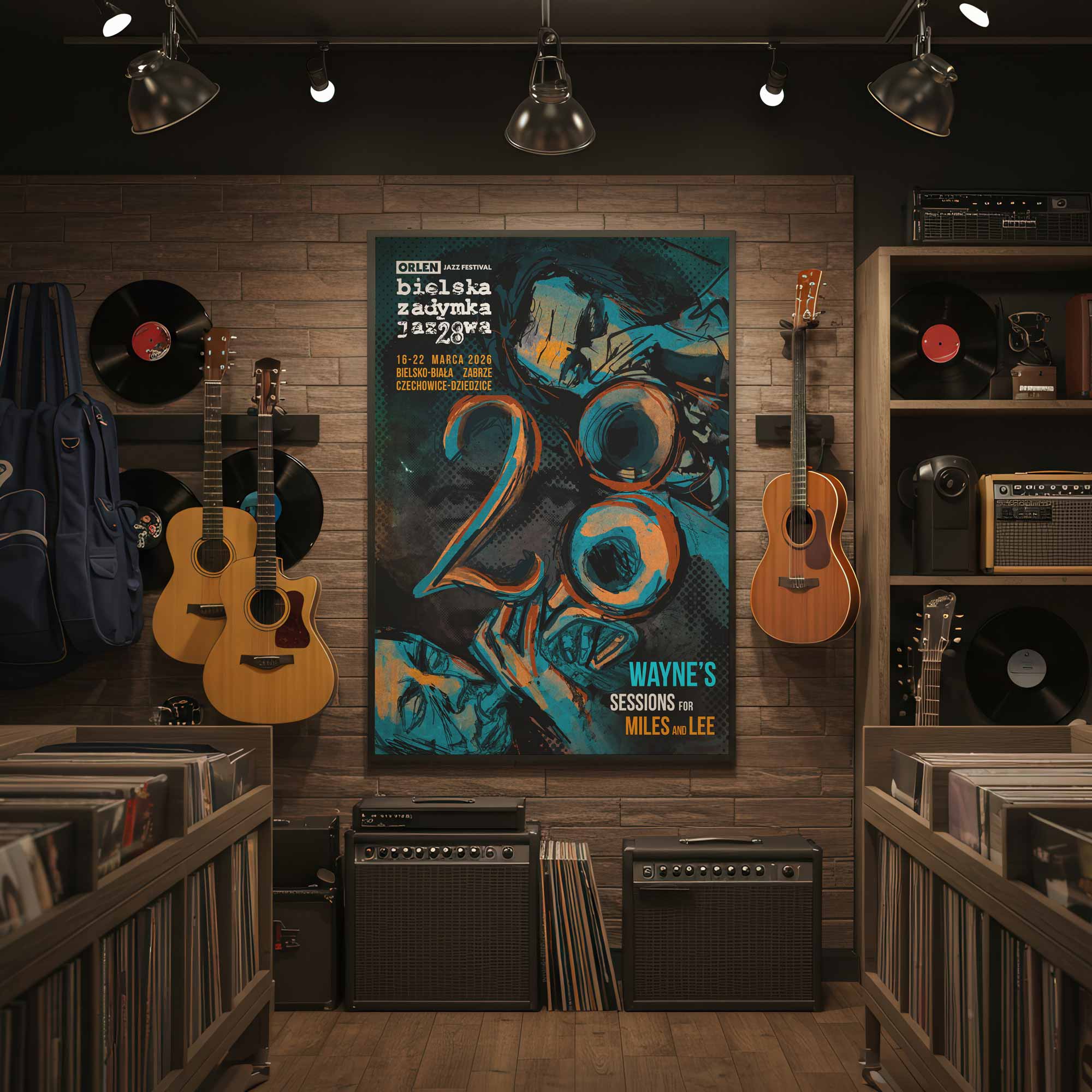 Plakat jazzowy '28. Bielska Zadymka Jazzowa'