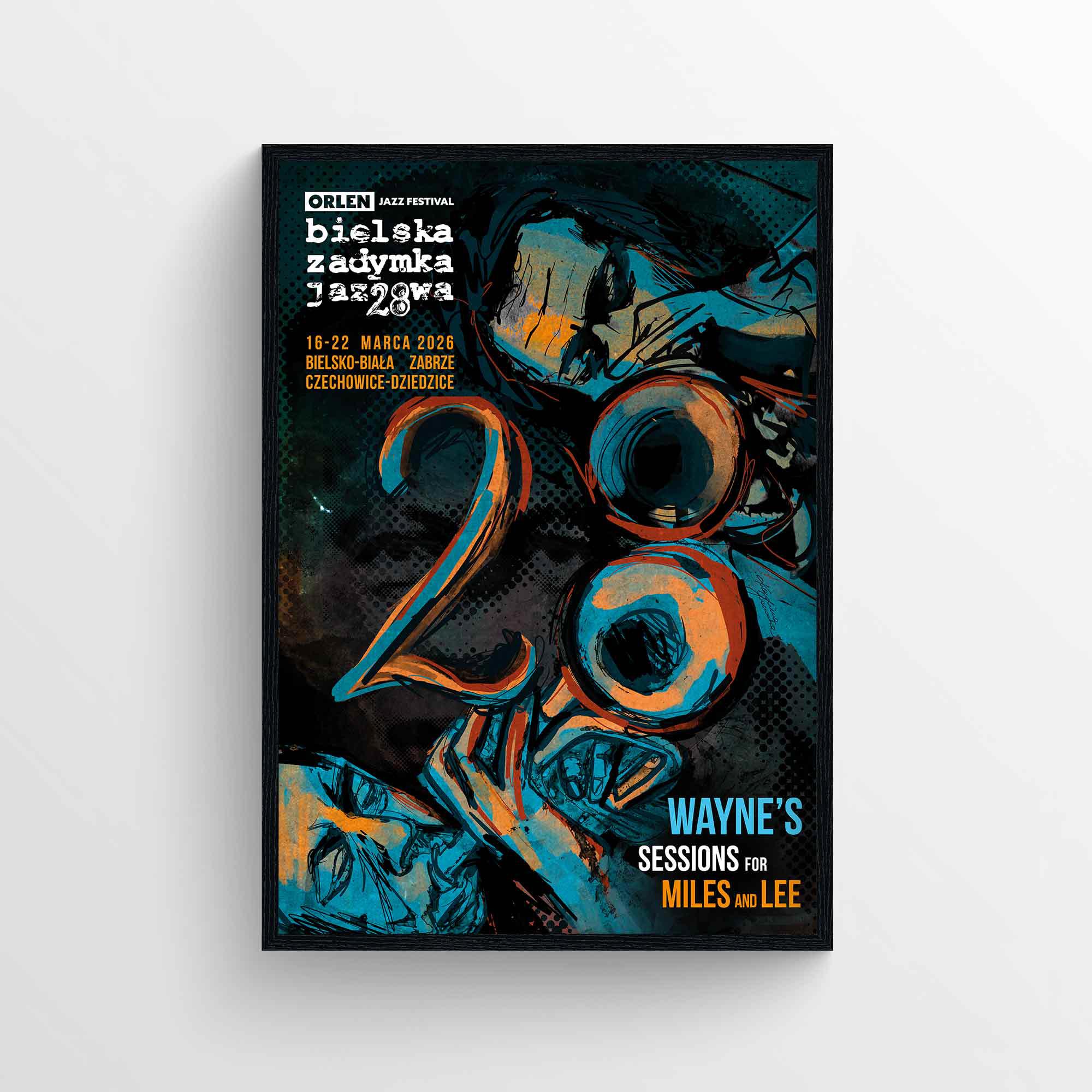 Plakat jazzowy '28. Bielska Zadymka Jazzowa'