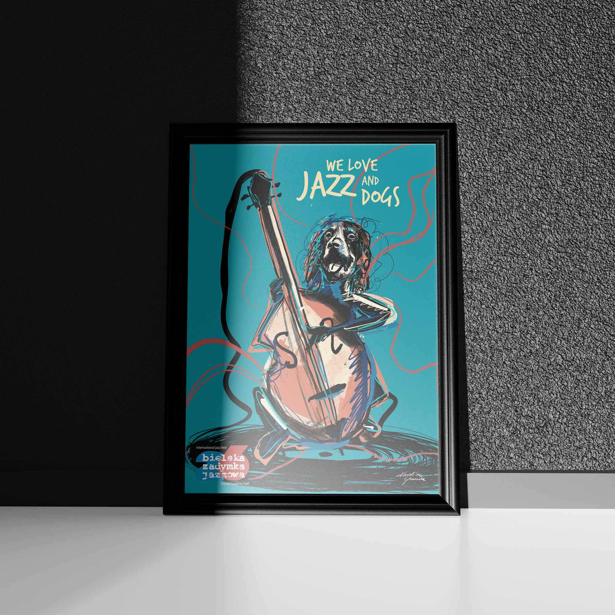 Plakat jazzowy 'We love Jazz and Dogs'